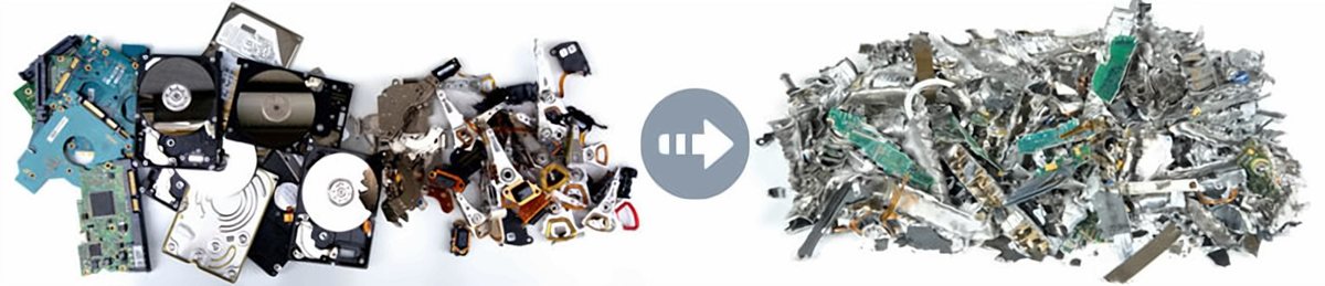 Festplattenvernichtung bei HDDLab: Festplatten vor und nach der Zerlegung